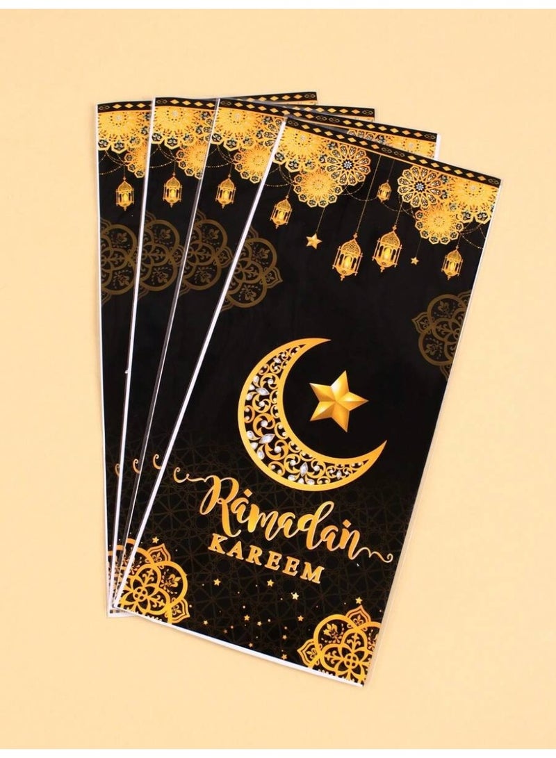 توزيعات رمضان 25 قطعة أكياس هدايا سوداء مزخرفة بالهلال والنجمة وعبارة رمضان كريم، مناسبة لتقديم الحلوى وزينة حفلات رمضان والعيد - Image 5